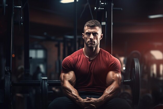 Handsome Young Man Working Out Biceps In A Gym Ai Generated