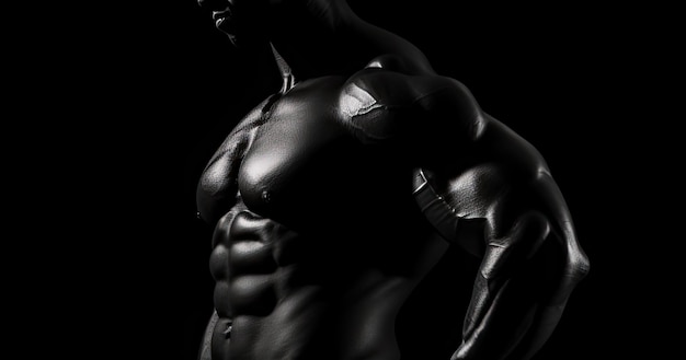 Un bel giovane uomo muscoloso che posa in studio closeup del corpo maschile concept di bodybuilding