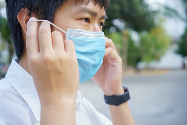 HandsomeMan wearing face mask protect filter