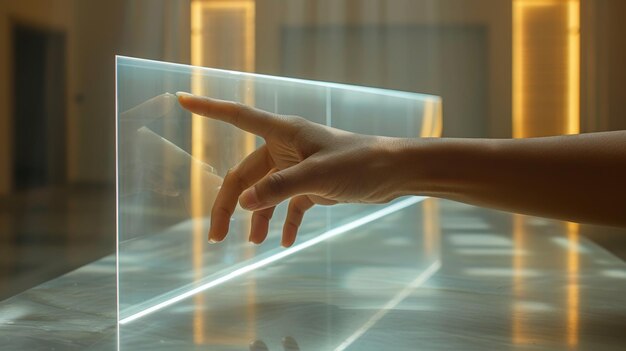 Foto handson-interactie met een touchscreen