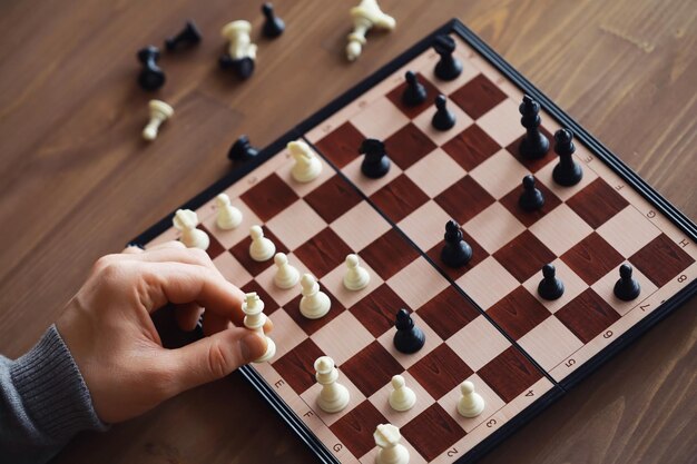 Handspel van schaakwedstrijdstrategie slagspel