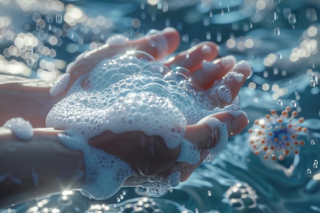 Handwashing with soap for COVID 19 prevention and hygiene