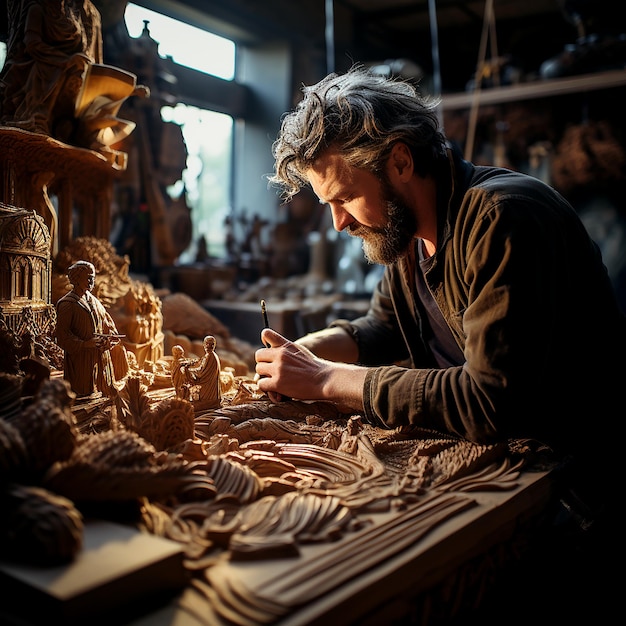 Handwerk van ambachtslieden ingewikkelde houtwerk