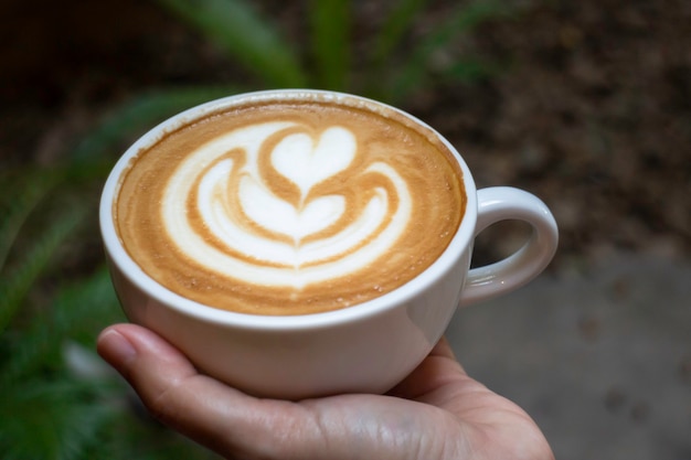 Handwerk van warme melk koffiekopje, stockfoto