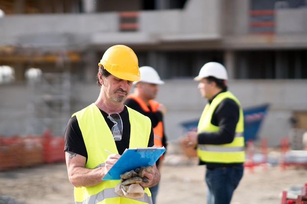Handwerkers op bouwplaats