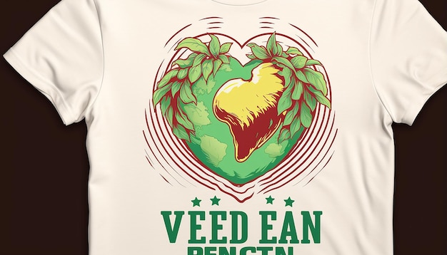 Handwiegen hartvormige aarde met 'Vegan for the Planet' in vet modern lettertype abstract