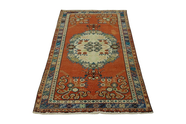 Handwoven decorative wool Turkish carpet