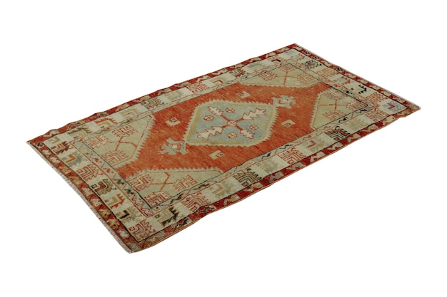 Handwoven decorative wool Turkish rug