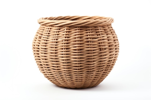 Handwoven Storage Basket Isolated On White Background