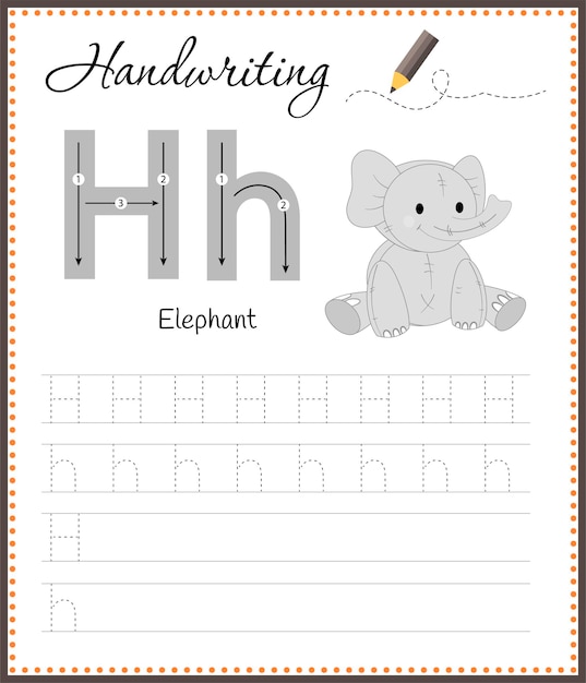 Handwriting workbook for children Worksheets for learning letters Activity book for kids Educational pages for preschool Letter H