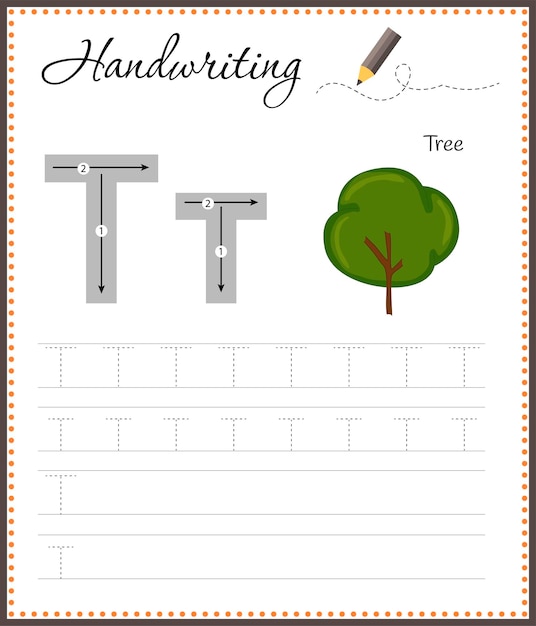 Handwriting workbook for children Worksheets for learning letters Activity book for kids Educational pages for preschool Letter T