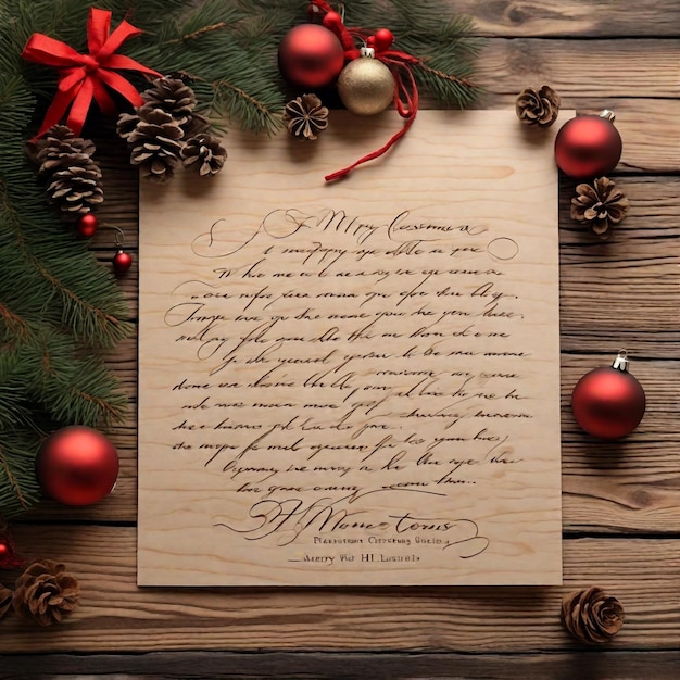 Foto un biglietto di natale scritto a mano con un messaggio sincero generativo ai