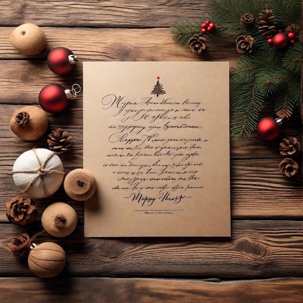 Photo a handwritten christmas card with a heartfelt message generative ai