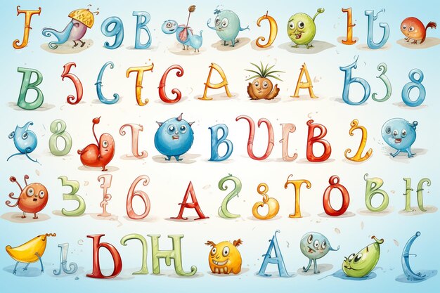 Foto alfabeto a colori scritto a mano