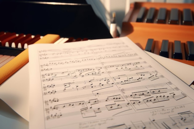 Photo handwritten musical notes with shallow depth of field