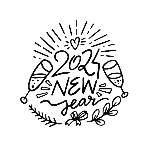 Photo handwritten new year 2024 black color lettering phrase