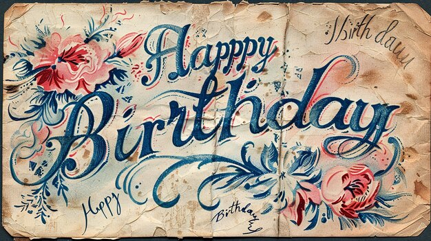 Photo a handwritten postcard with a happy birthday written on it