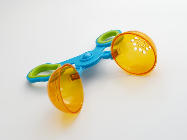 Handy scoopers, fine motor toy, for children's learnings. White background.