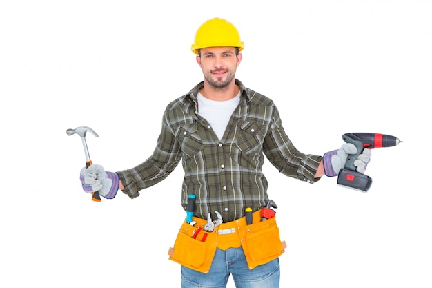 Handyman wearing tool belt 