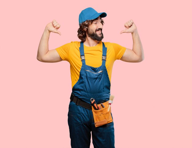 Handyman worker happy and proud