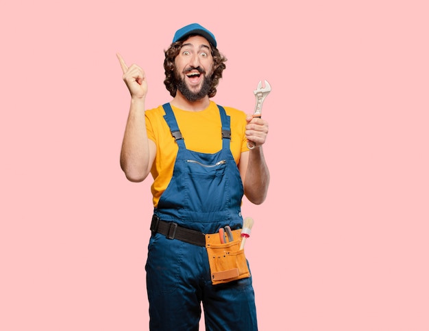 Photo handyman worker holding a wrench