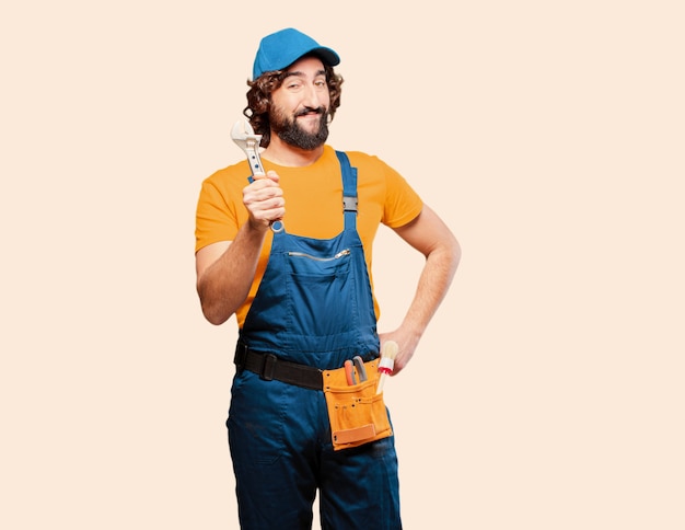 Handyman worker holding a wrench