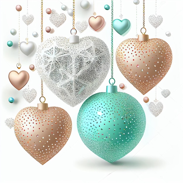 Hangende ballen versierd met Heart Tree Snowflake