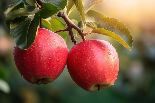 Hangende rijpe rode appels