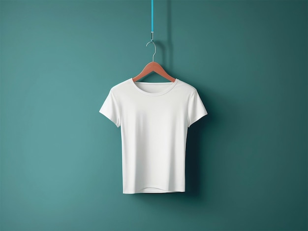 Hanger with blank white tshirt on dark Background Generated Ai