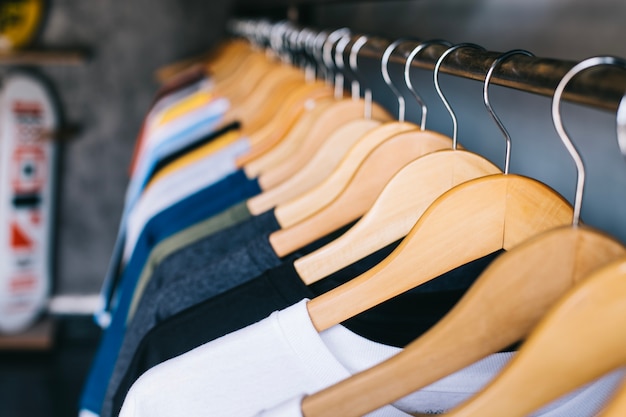 Hangers on clothes rail