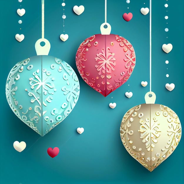 Hanging Balls Decorated with Heart Tree Snowflake