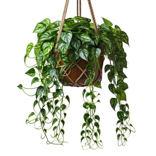 Photo a hanging basket with a plant hanging from it