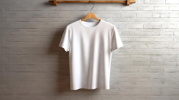 Photo hanging blank white t shirt mockup generative ai