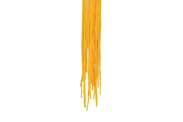 Photo hanging bundle of orange laces