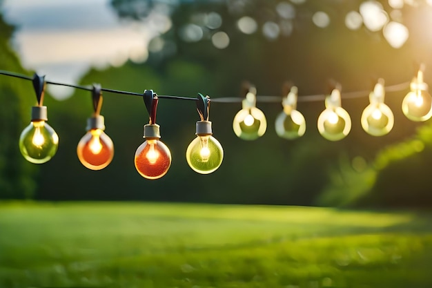 Hanging christmas lights on a wire