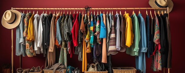 Hanging for the clothes man and woman on a pastel background