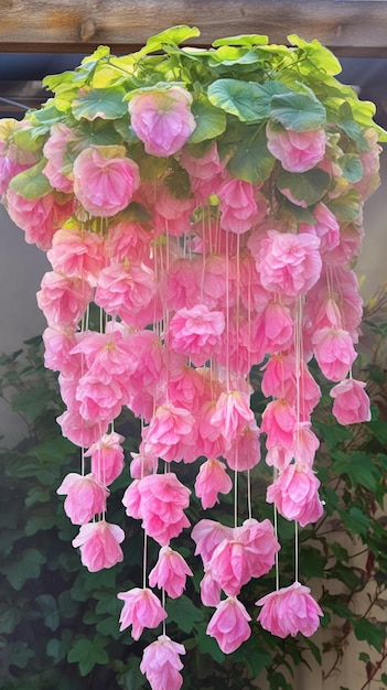 Hanging flowers with a string of leds