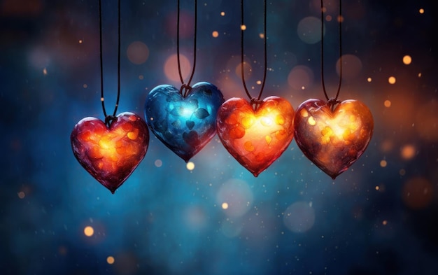 Hanging heart lights on a string