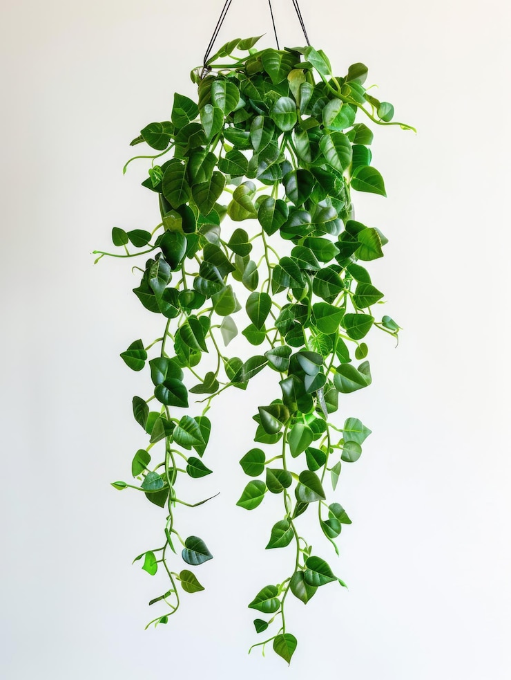 Photo hanging house plant succulent leaves of hoya bush with hanging vines on white background