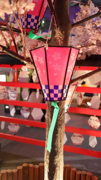 Hanging Japanese paper lantern as a decoration