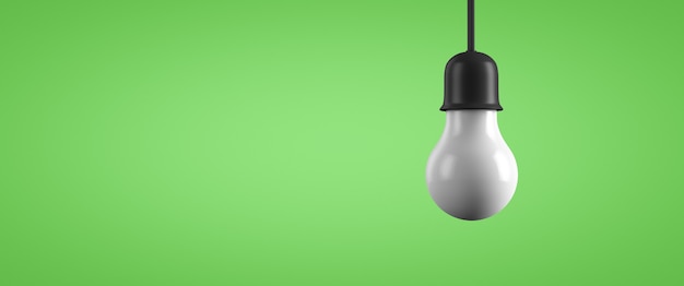 Hanging lamp on a green background. Place for text.