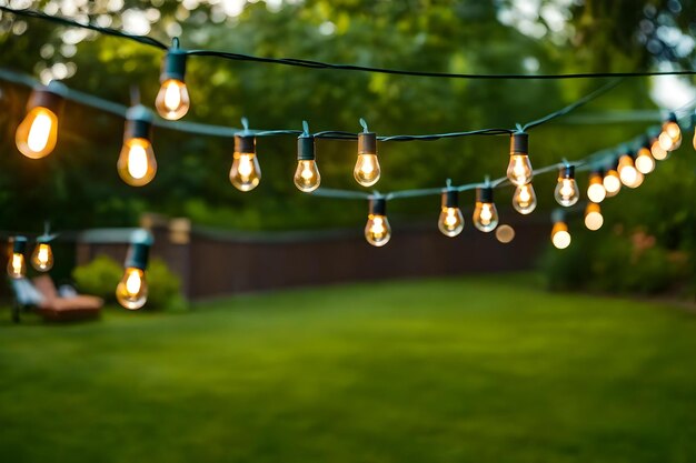 Photo hanging lights on a wire