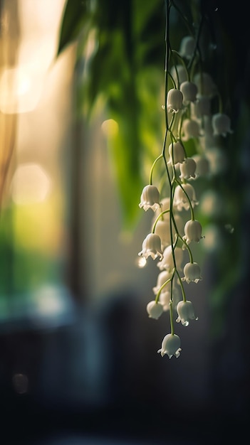 Hanging lily of the valley from the eaves Generative AI