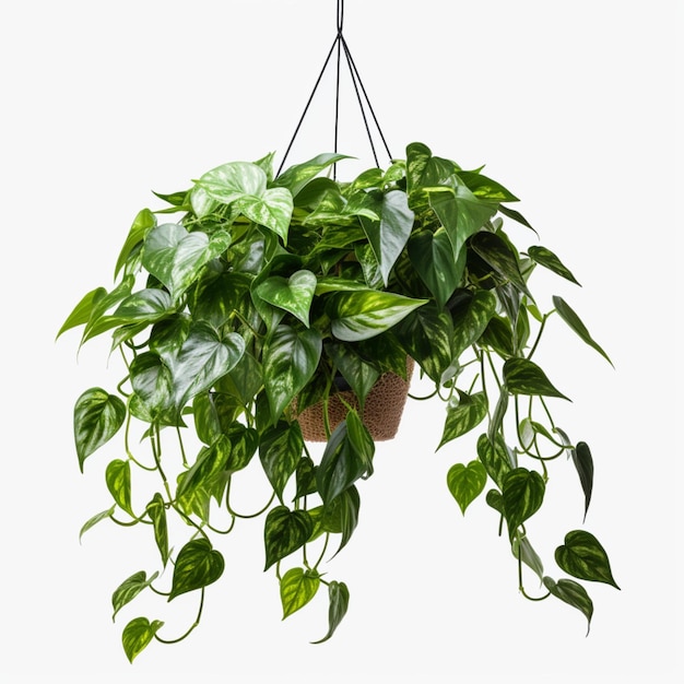 Hanging pothos plant on gray png white background