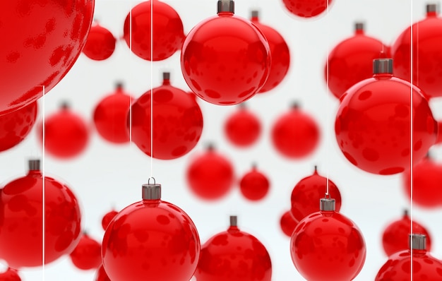 Hanging red christmas balls