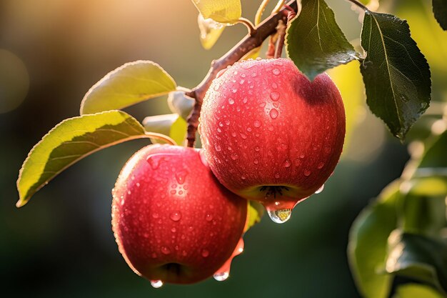 Hanging Ripe Red Apples