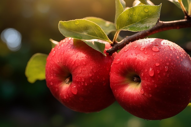 Hanging Ripe Red Apples