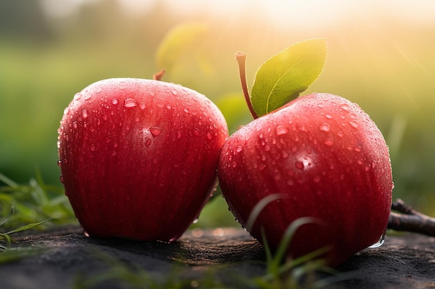 Hanging Ripe Red Apples