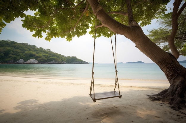 Hanging swing tropical beach Generate Ai