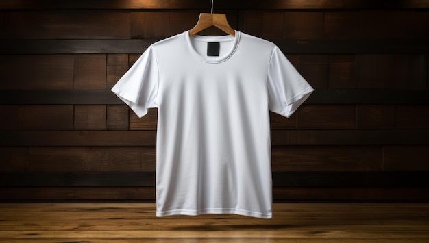 Hanging Tshirt front face with a dark background mockup style generative ai